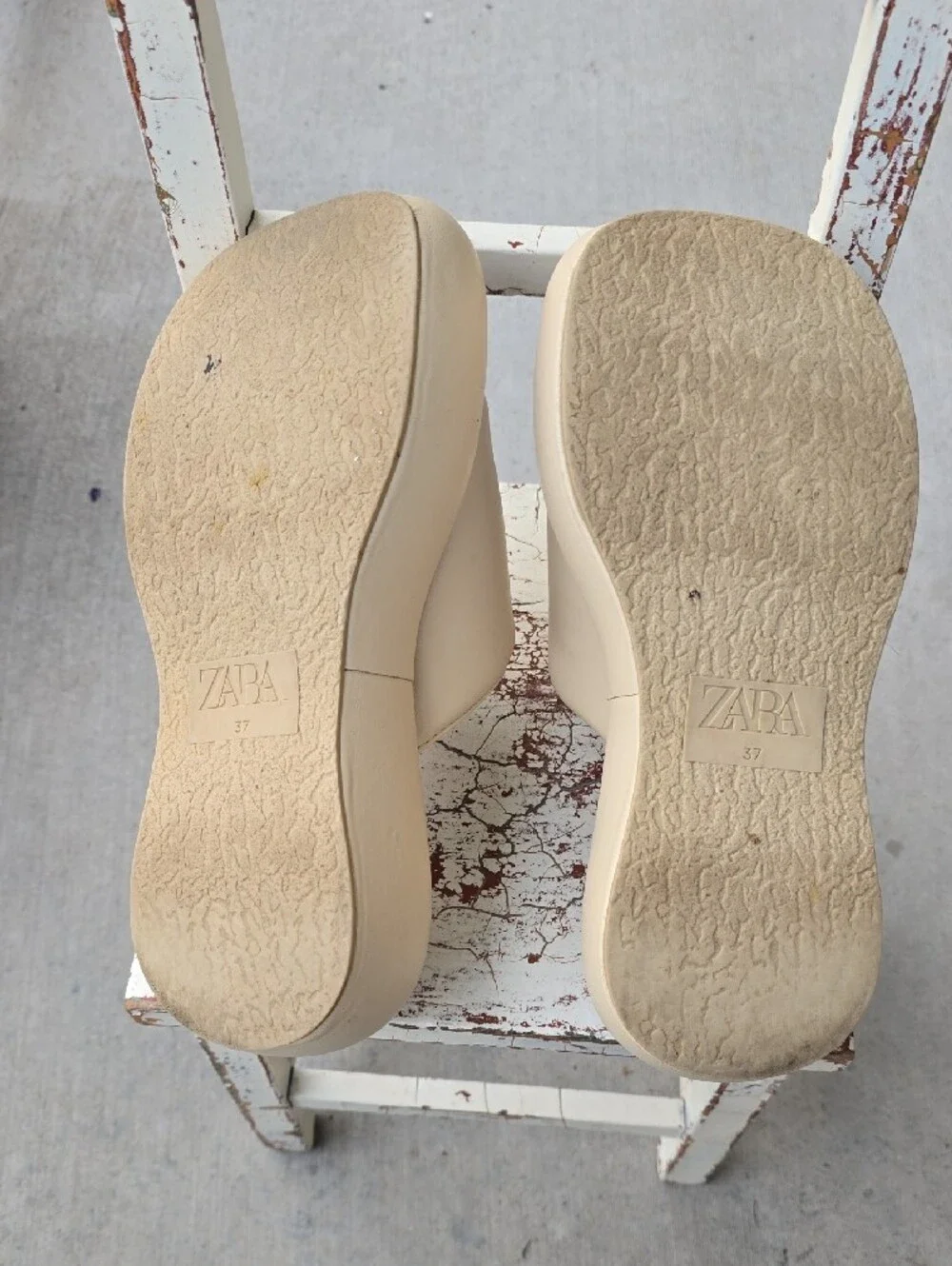 ZARA Platform Cream Slide Sandals 7/37